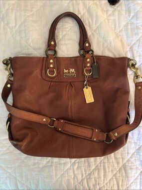 Coach Cognac Leather Shoulder Tote with Removable Strap Madison vintage bag